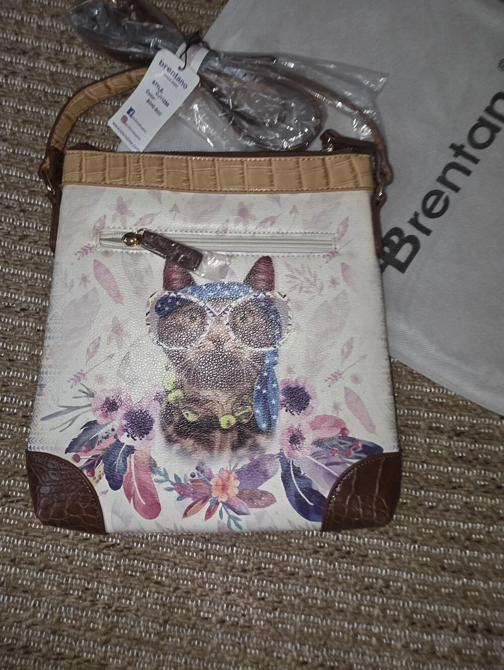 Brentano Cat Crossbody Purse NWT And Dust Bag